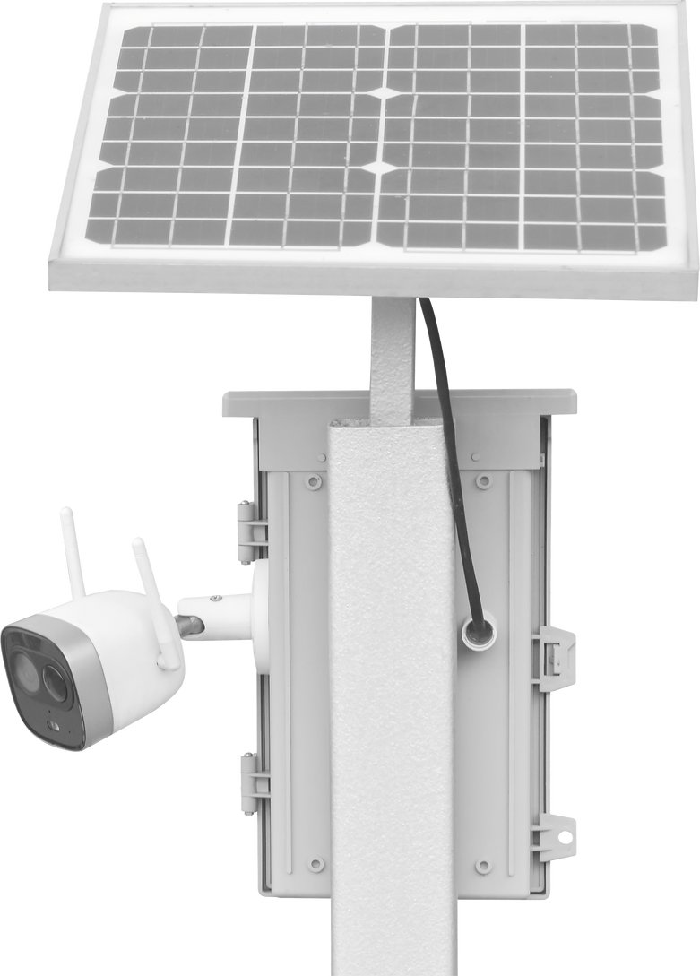 Surveillance cameras and solar panel